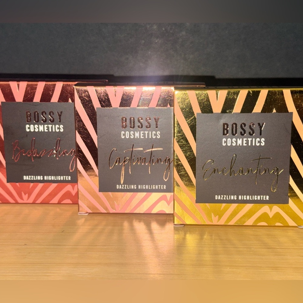 Bossy Cosmetics Dazzling Highlighter Set - Red, Gold, Pink